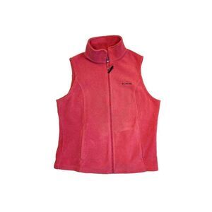 Columbia pink fleece full zip vest large